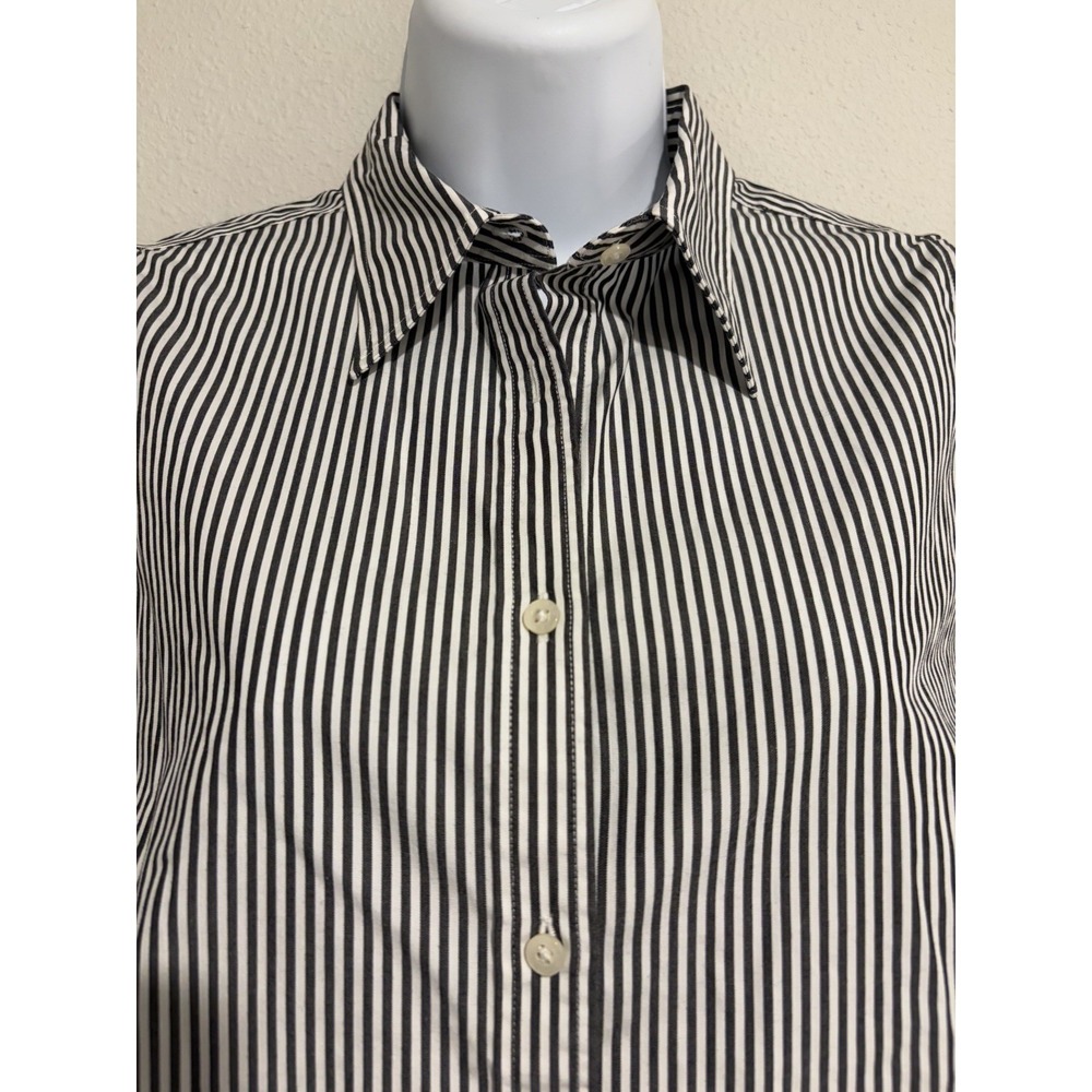 Lauren Ralph Lauren Button Up Shirt~M~Striped Cotton Sleeveless Classic Preppy - Picture 5 of 12